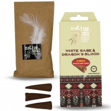 Conuri parfumate Green Tree NATIVE JUMBO-WHITE SAGE&DRAGON'S BLOOD BACK FLOW (FUM LICHID)