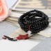 Mala din Lemn Santal, negru, cu 216 de mărgele,  elastic