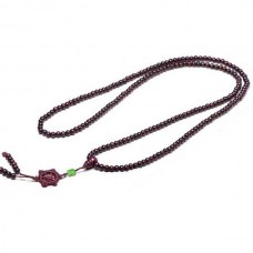 Mala din Lemn Santal, rosu, cu 216 de mărgele,  elastic