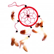 Prinzator de vise indian Dream catcher cu margele si pene 9 cm